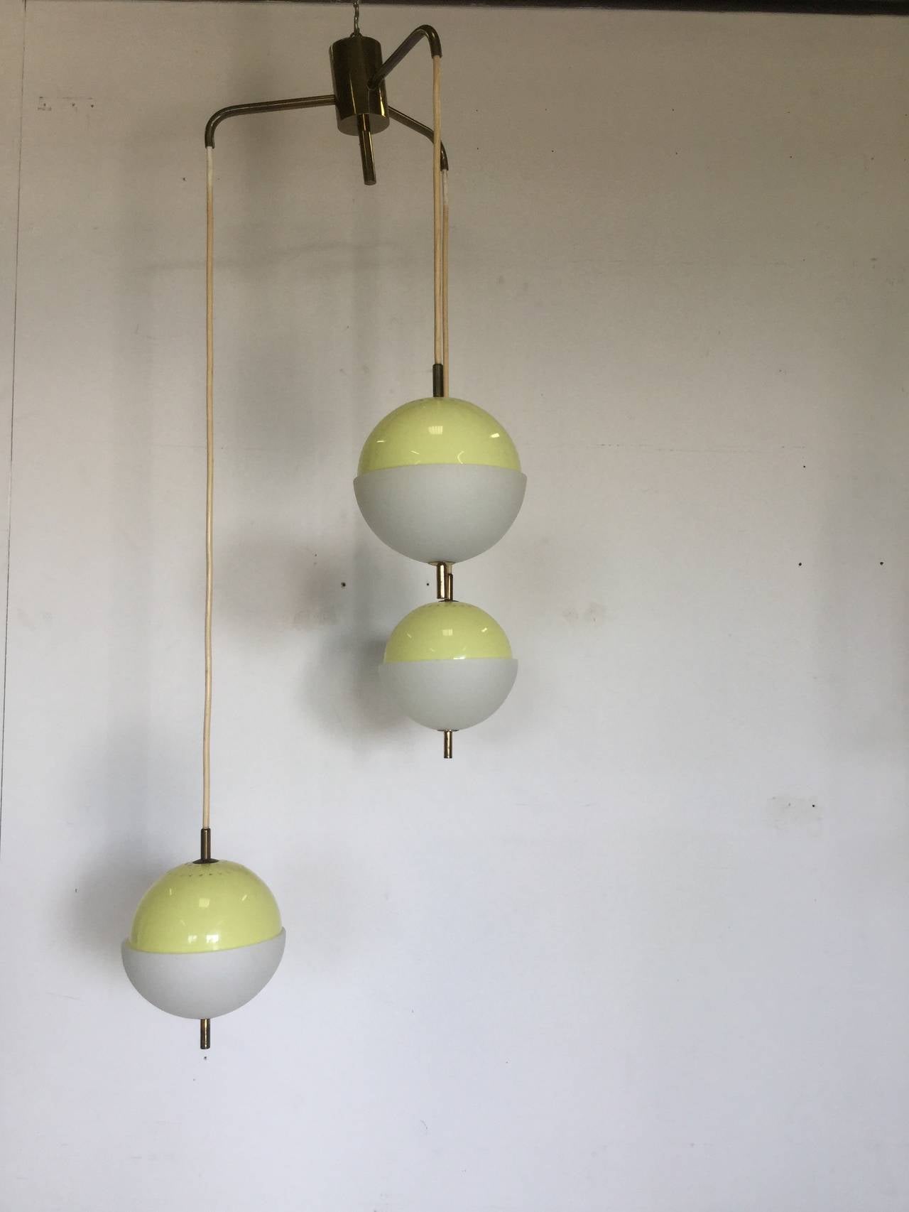 Three Globes Chandelier 1950 at 1stdibs