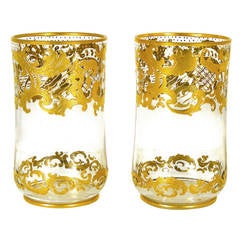 Twelve Raised Gold Tumblers by Josephine Hutte, Stemware