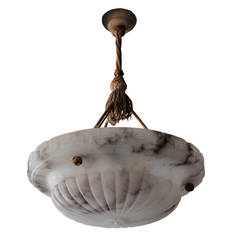Antique Swedish alabaster and canopy ceiling lamp