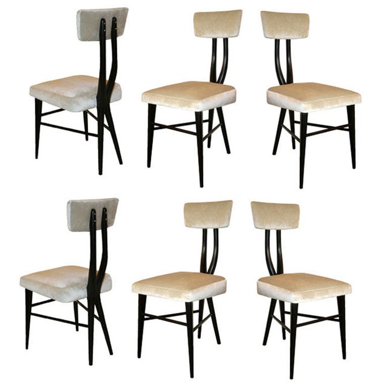 Sculptural Set of Six 1950s Dining Chairs For Sale