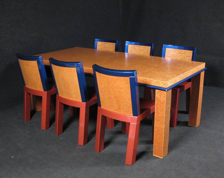 Italian Six Chairs and Table by E. Sottsass and M. Zanini