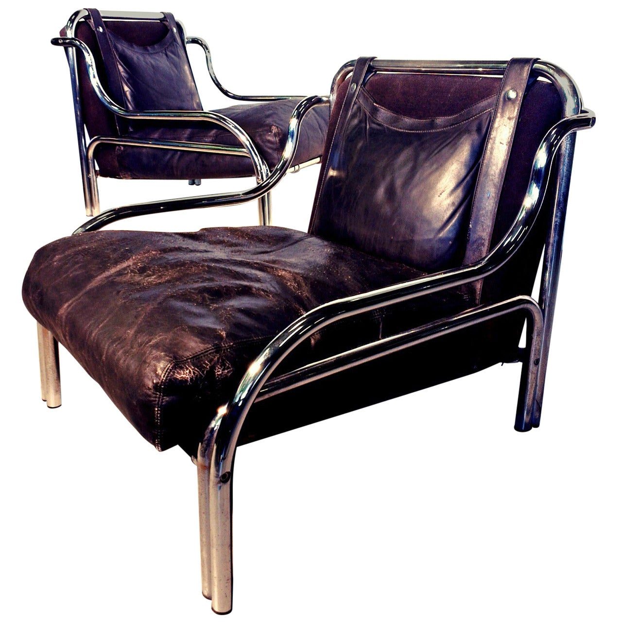 Exceptional Armchairs and Sofa by Gae Aulenti