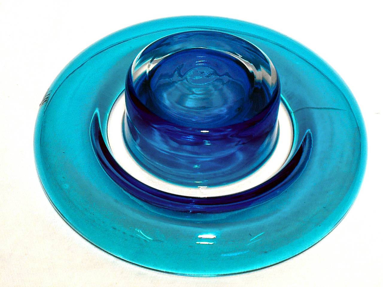 Late 20th Century Blue Glass Venini Ashtray