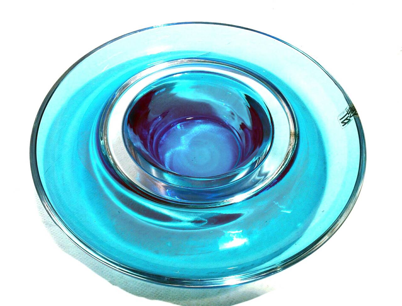 Italian Blue Glass Venini Ashtray