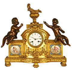 Antique 19th Century Giltwood Mantle Clock