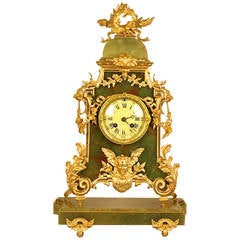 Antique Lenzkirch Gilt-Metal and Onyx Mantel Clock, circa 1898