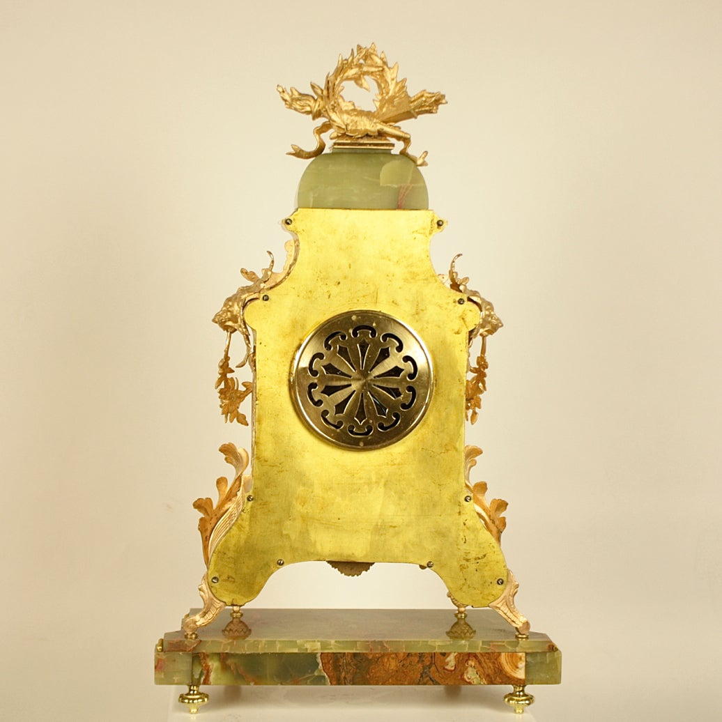 Jade Lenzkirch Gilt-Metal and Onyx Mantel Clock, circa 1898