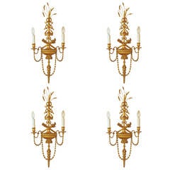 Set of Four Adam Style Giltwood Wall Lights