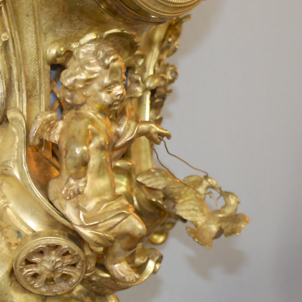 Louis XV French 19th Century Cartel Clock in the Manner of Philippe Caffieri