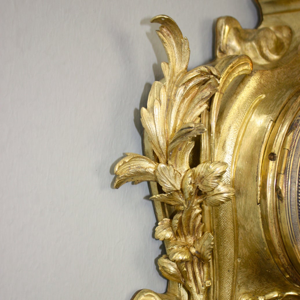 Gilt French 19th Century Cartel Clock in the Manner of Philippe Caffieri