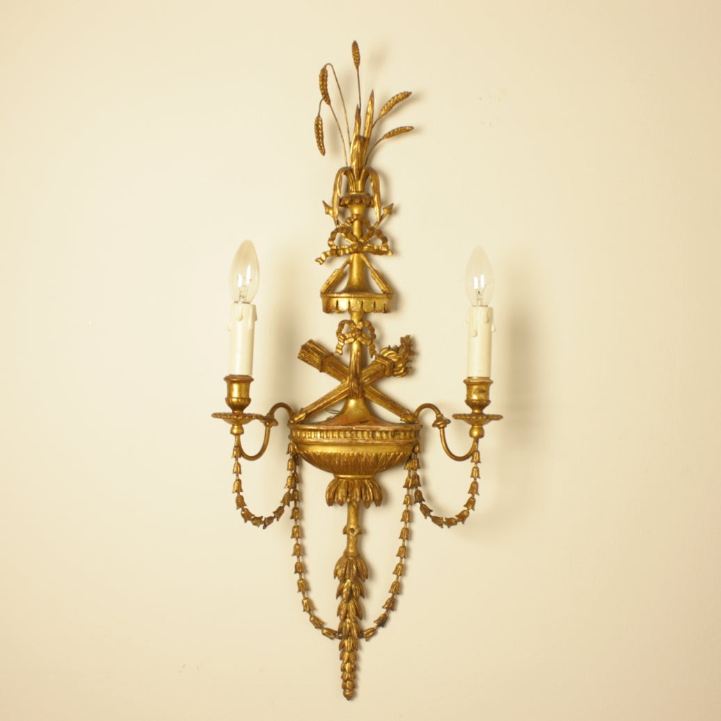 Set of Four Adam Style Giltwood Wall Lights 2