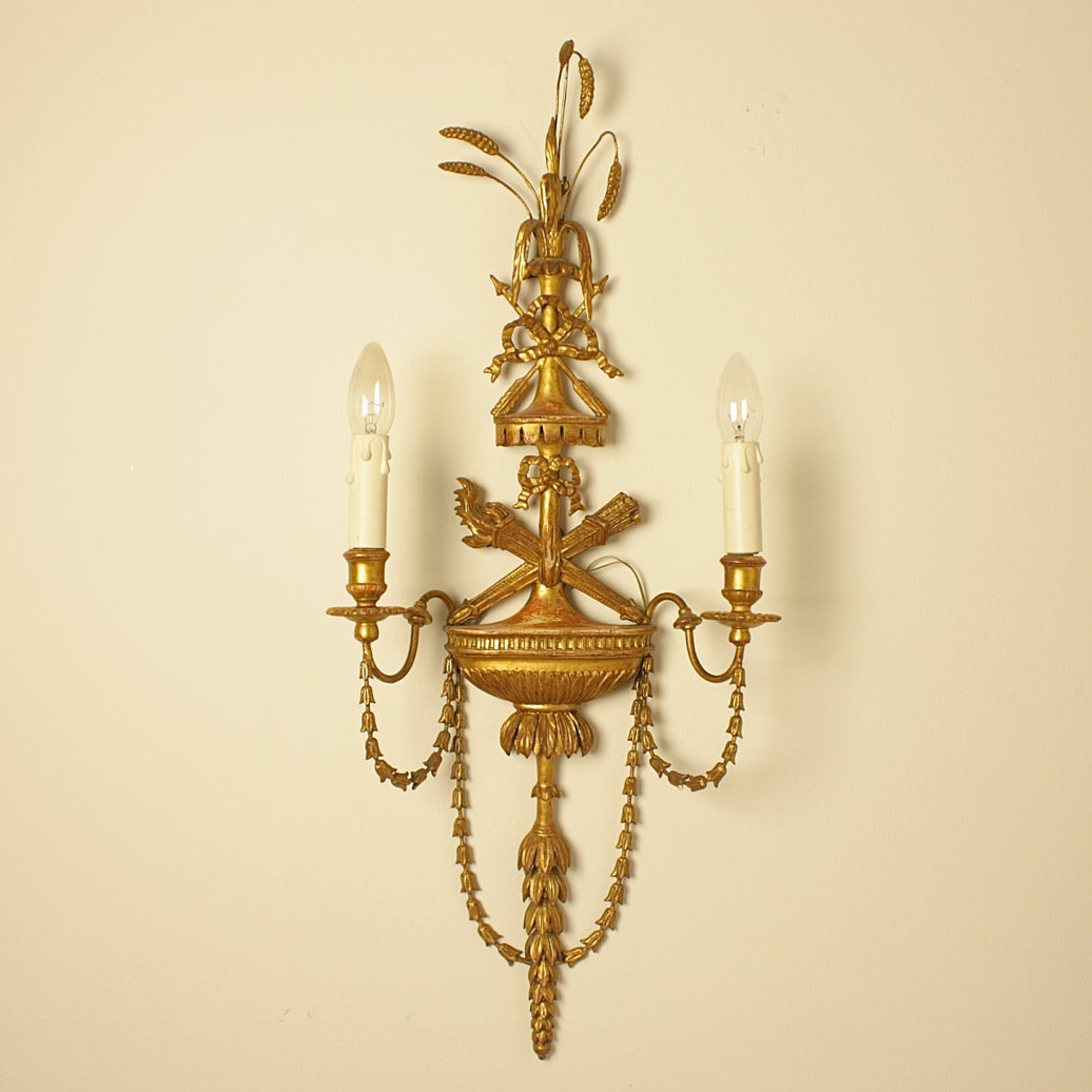 Set of Four Adam Style Giltwood Wall Lights 4