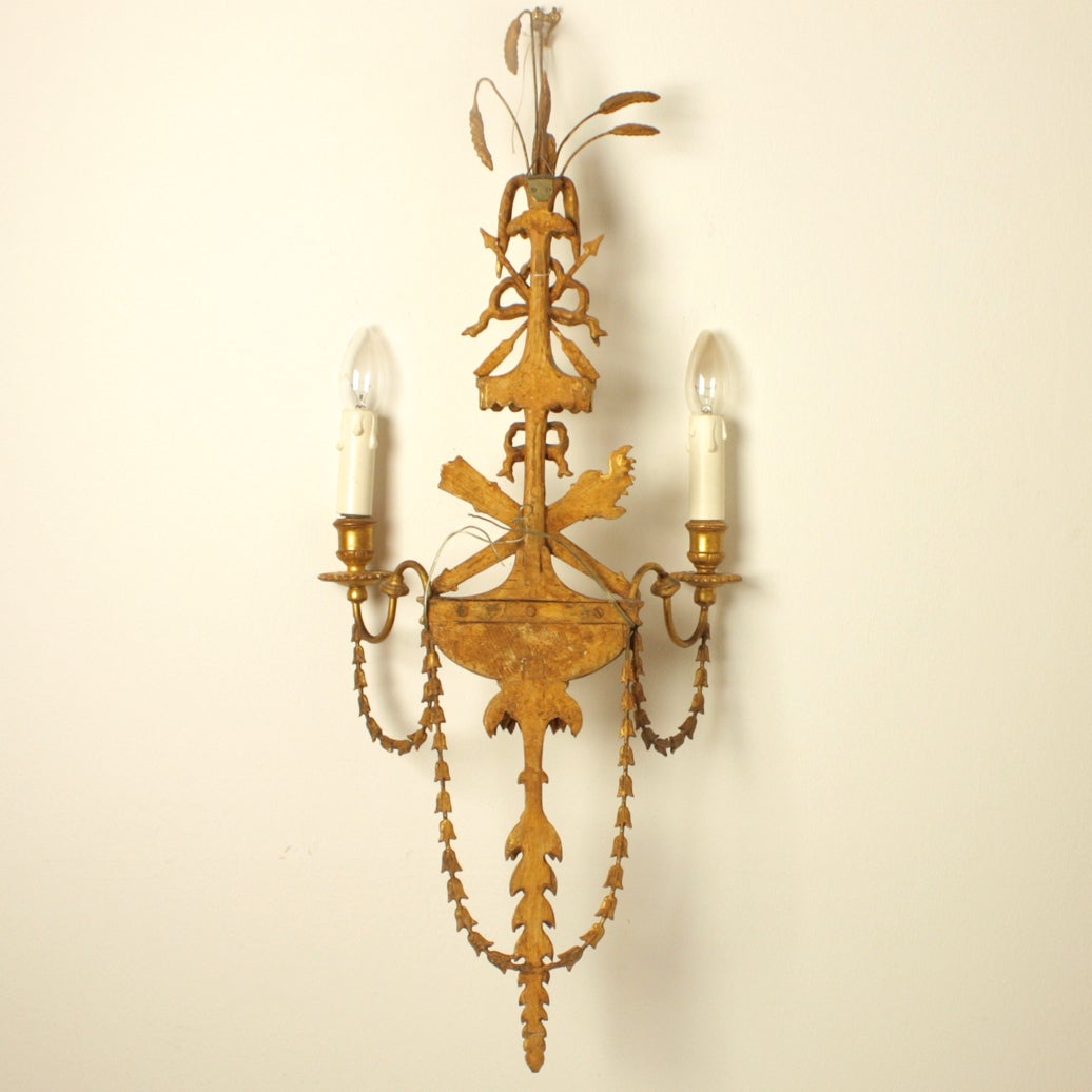 Set of Four Adam Style Giltwood Wall Lights 1