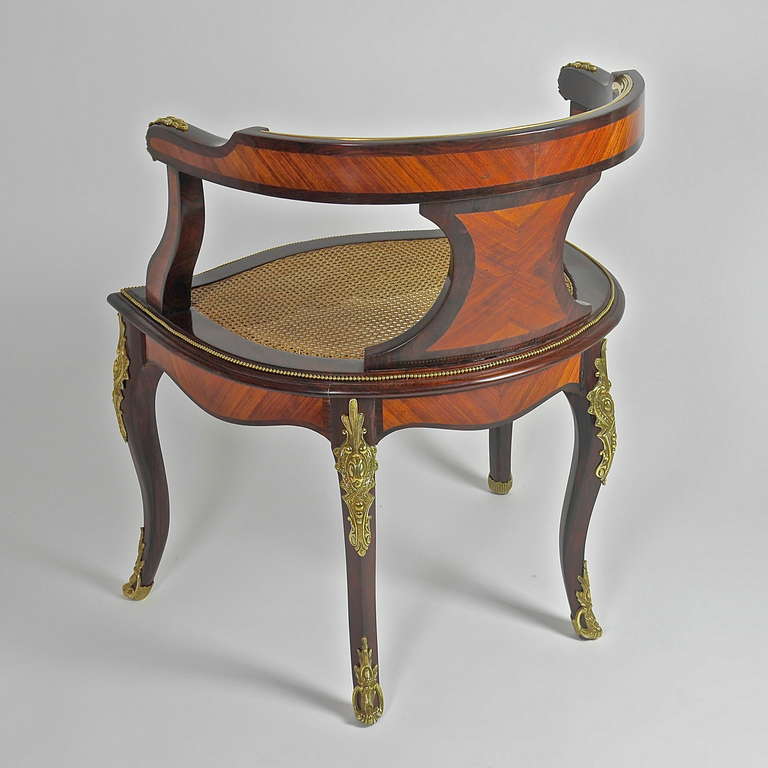 19th Century A Louis XV Style Gilt-Bronze Mounted Desk Chair or ‘Fauteuil de Bureau’