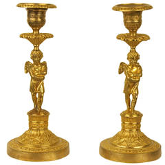 Pair of Charles X Gilt-Bronze Candlesticks