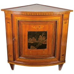 An 18th Century Louis XVI  Marquetry and Lacquer Corner Cabinet or 'Encognure'