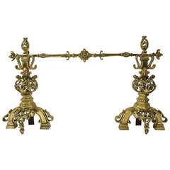 A Pair of Baroque Style Brass Chenets / Andirons