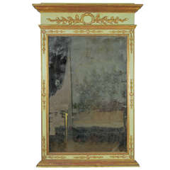 Antique Prussian Painted and Parcel Gilt Wall Mirror