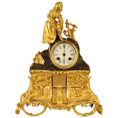 Charles X Ormolu and Patinated Bronze Mantle Clock