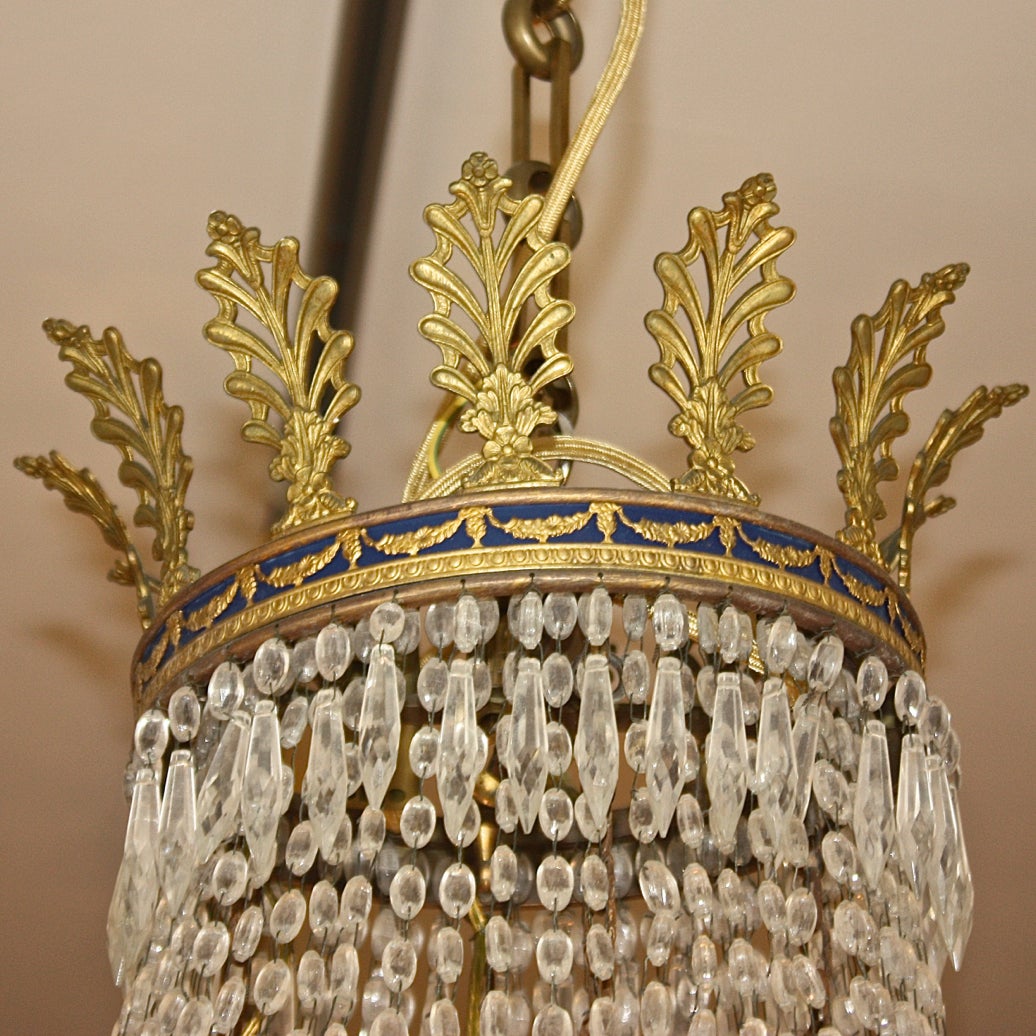 German Neoclassical 12-Light, Gilt-Metal and Cut-Crystal Chandelier, Possibly Prussian