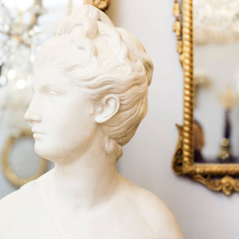 Louis XVI Diana, Marble Bust after Jean-Antoine Houdon