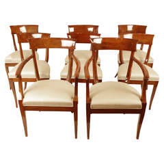 Set of Eight Austrian Biedermeier Chairs, Two Armchairs and Six Side Chairs