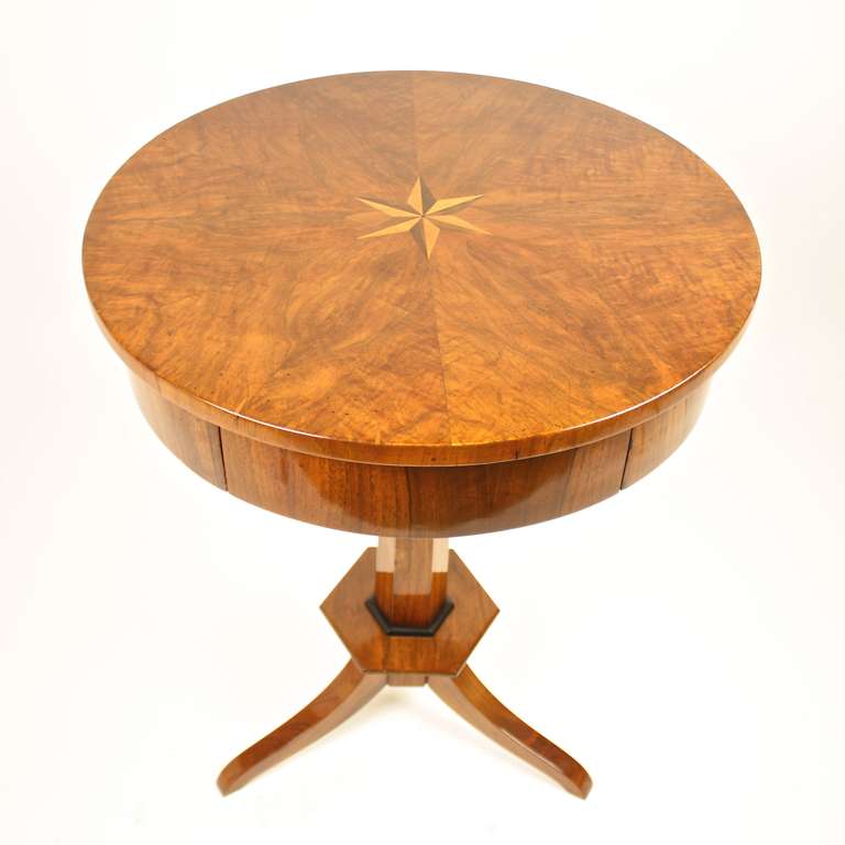 German Round Biedermeier Center Table, circa 1820