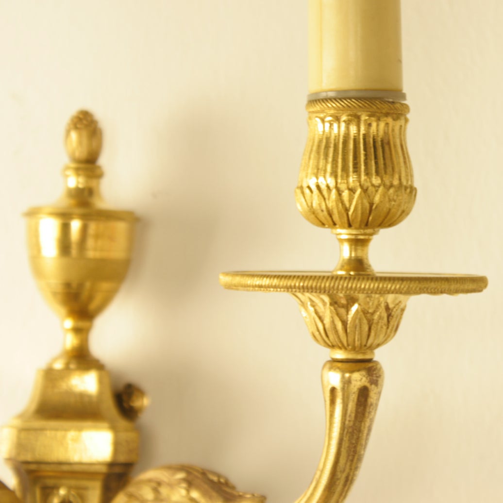 Pair of Louis XVI Style Gilt Bronze Wall Lights at 1stdibs