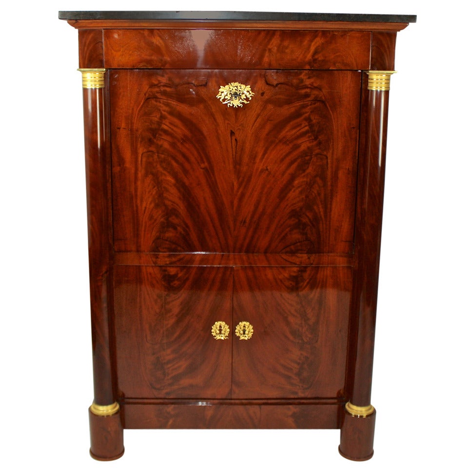 French Empire Mahogany and Ormolu-Mounted Escritoire or Secretaire 