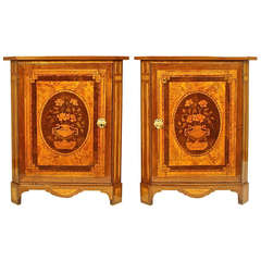 Antique A Pair of Louis XVI Marquetry Corner Cabinets or Encoignure