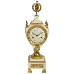 Fine Louis XVI Gilt-Bronze and White Marble Mantel clock