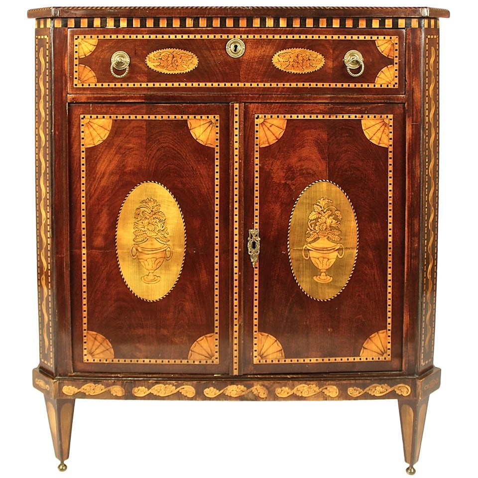 Small Late 18th Century Dutch Neoclassical Mahagony and Fruitwood Cabinet