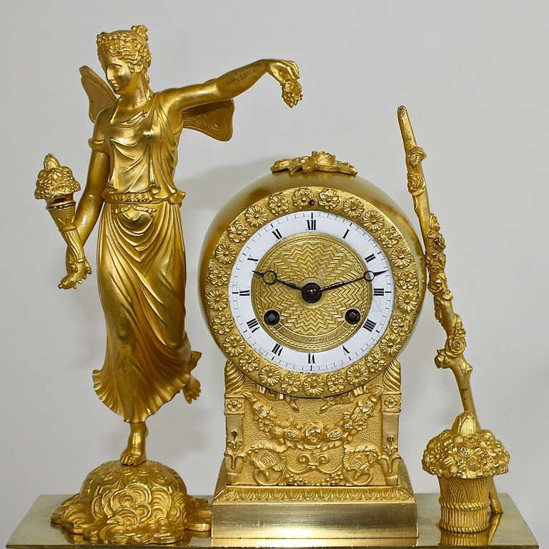 French Empire Ormolu Mantel Clock Inscribed Auguste Boussard