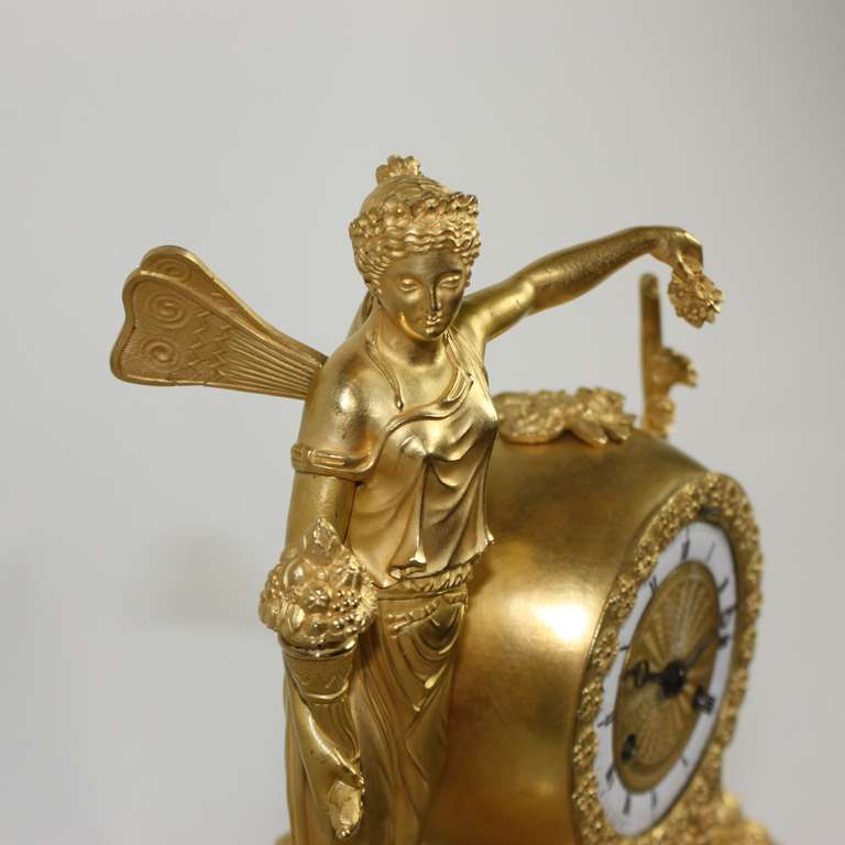 Gilt Empire Ormolu Mantel Clock Inscribed Auguste Boussard