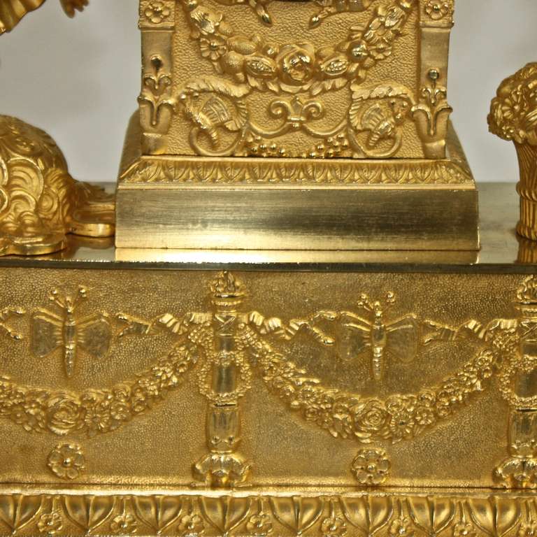 19th Century Empire Ormolu Mantel Clock Inscribed Auguste Boussard