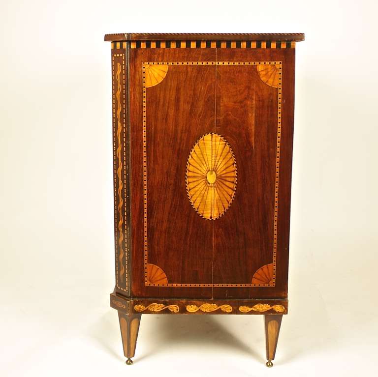 Marquetry Small Late 18th Century Dutch Neoclassical Mahagony and Fruitwood Cabinet