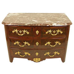 Antique Regence, Gilt Bronze Mounted Rosewood Parquetry Commode