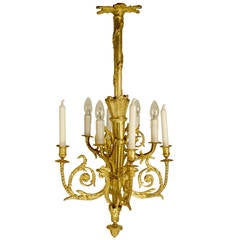French 19th Century Gilt Bronze Chandelier in the Manner of Pierre Gouthiere 2