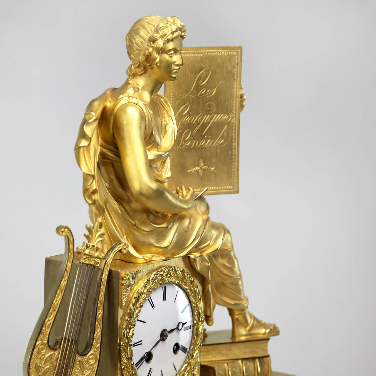 Gilt Empire Ormolu Mantel Clock 