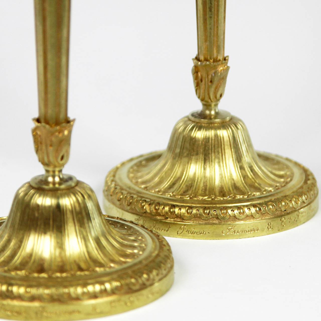 Pair of Late 19th Century Gilt Bronze Candlesticks In Good Condition In Berlin, DE