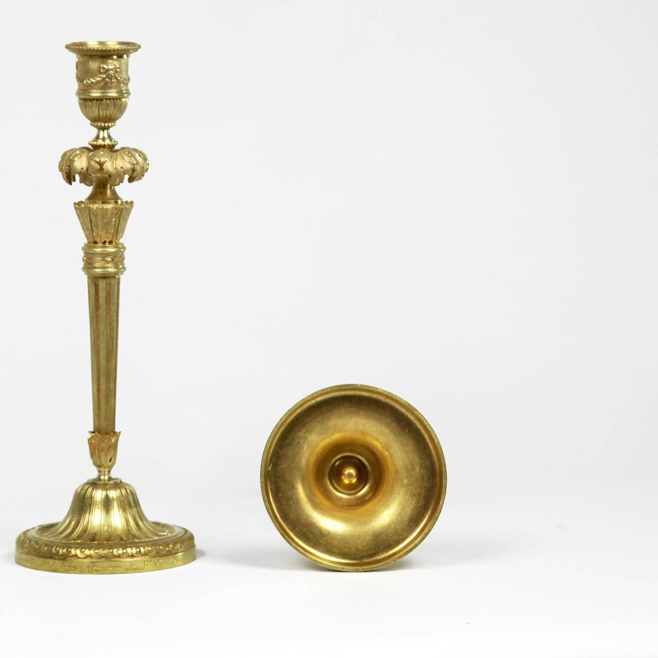 Pair of Late 19th Century Gilt Bronze Candlesticks 2