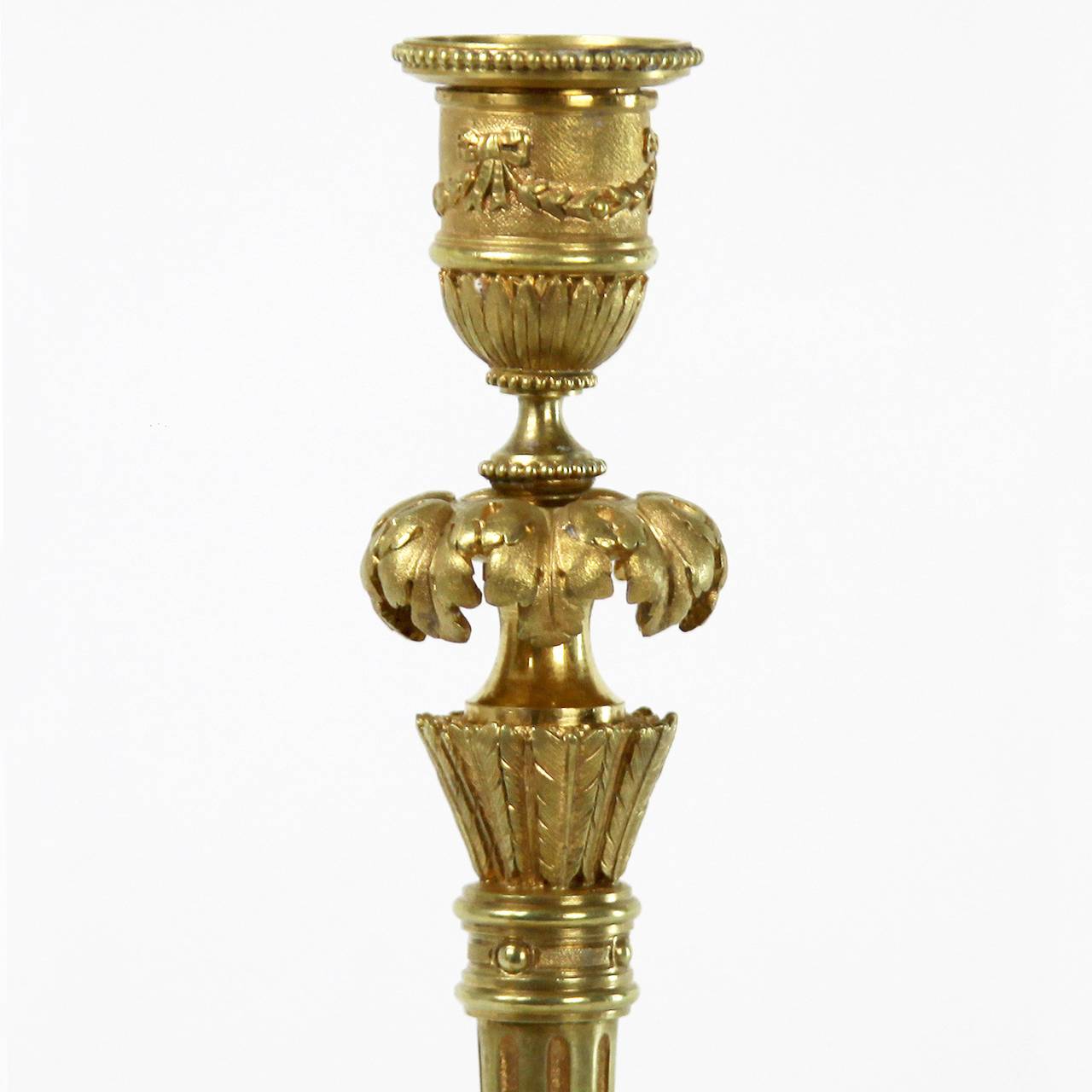 French Pair of Late 19th Century Gilt Bronze Candlesticks