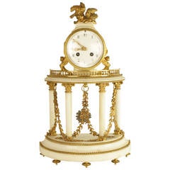 19th Century White Marble and Gilt-Bronze Mantel Clock