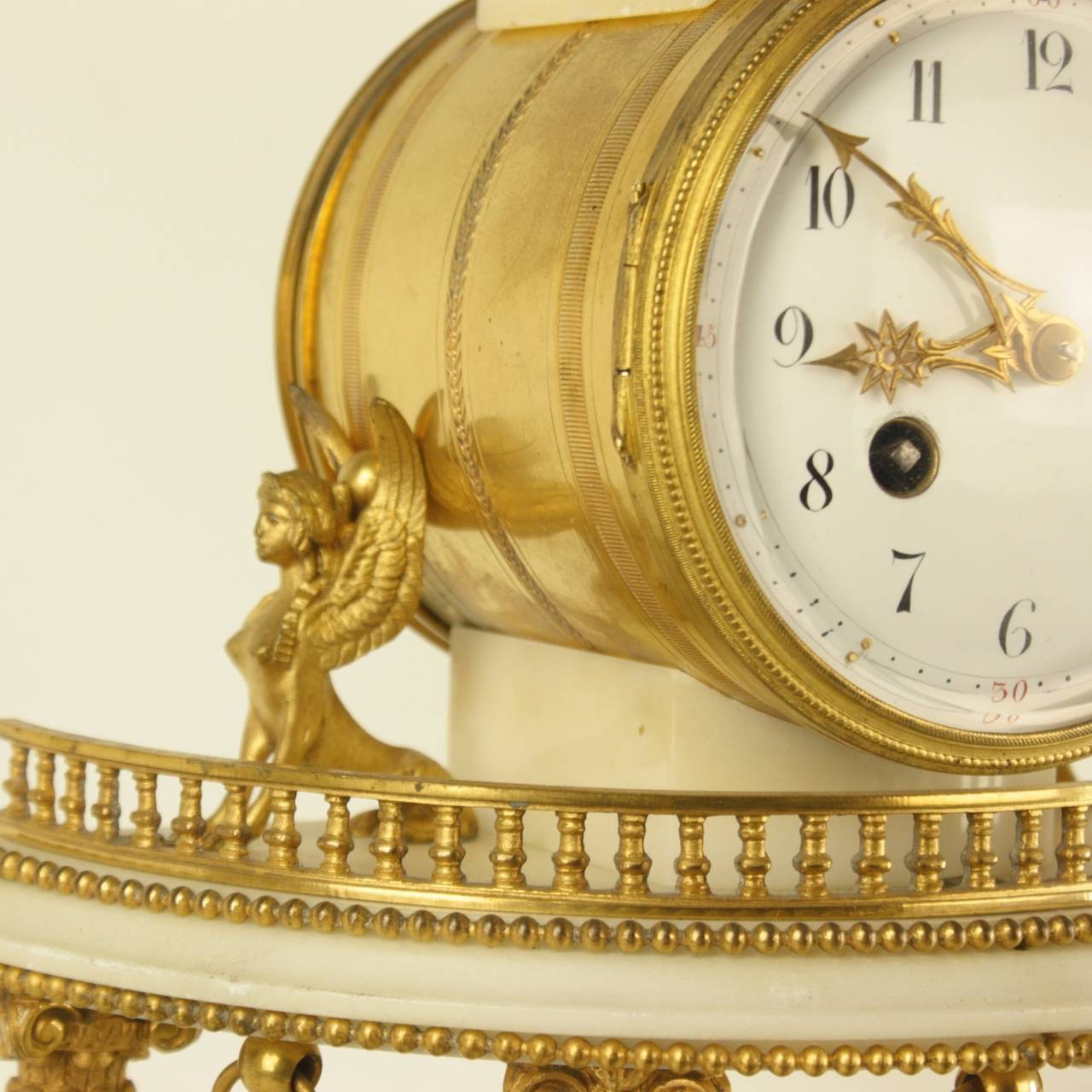 19th Century White Marble and Gilt-Bronze Mantel Clock