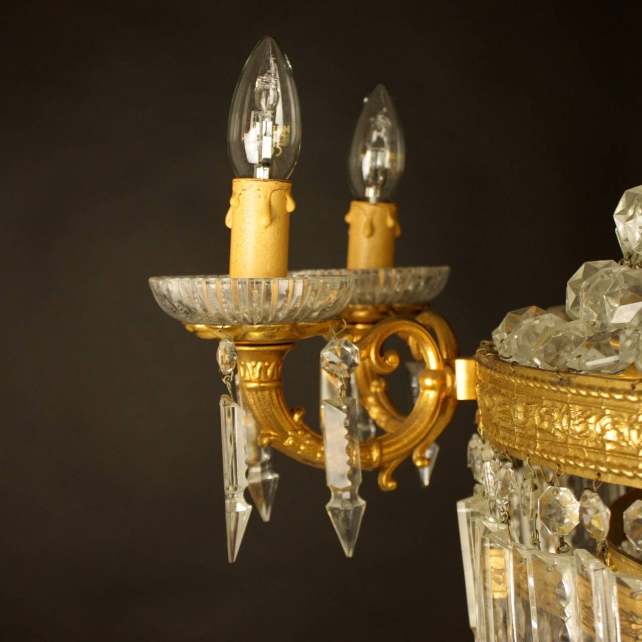 French Empire Style Eight-Light Baccarat Crystal Chandelier, Early 20th Century