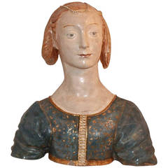 19th Century Polychrome Stone Cast of Marietta Strozzi