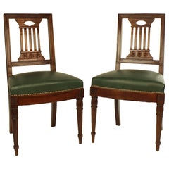 Antique Pair of Early 19th Century Directoire Chairs, in the manner of Bellange Frères