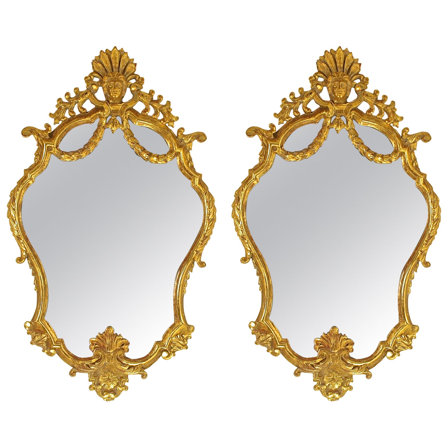 Pair of Early 18th Century Louis XIV Giltwood Mirrors, circa 1710