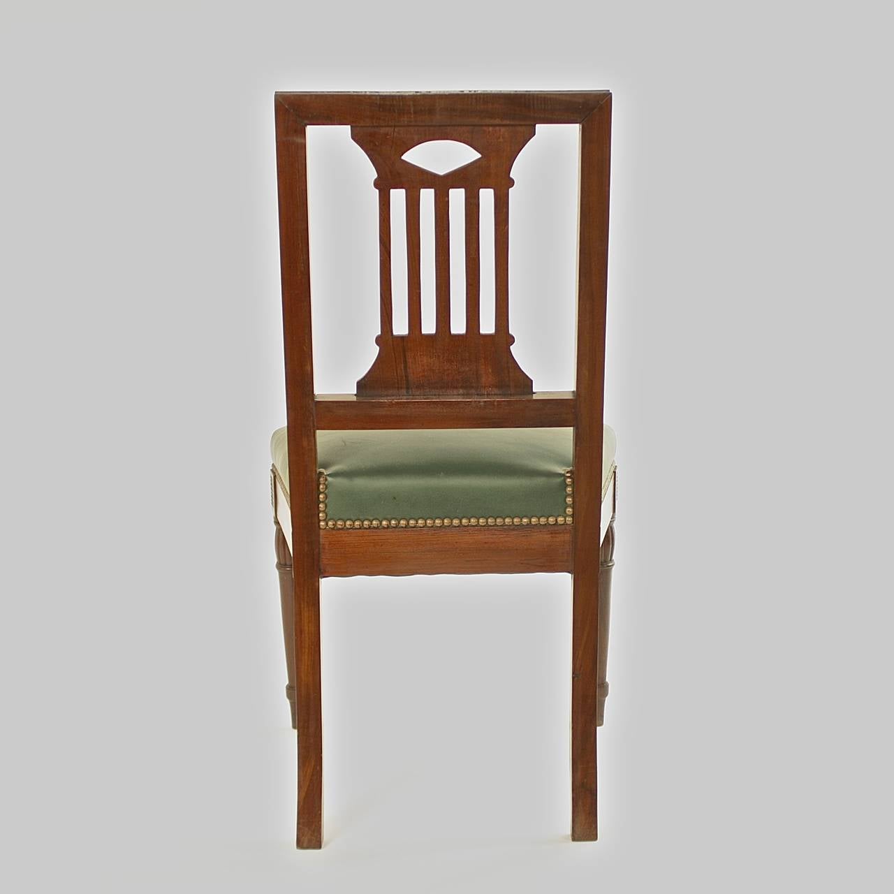 Leather Pair of Early 19th Century Directoire Chairs, in the manner of Bellange Frères For Sale