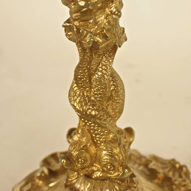 Gilt Pair of 18th Century Regence Ormolu Candlesticks